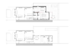 Existing & proposed ground floor plans