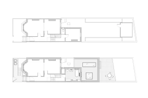Existing & proposed upper ground floor plans