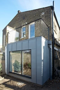 Zinc clad rear extension & balcony