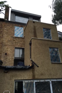 New pebbledashed render