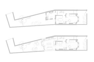 Existing & proposed ground floor plans