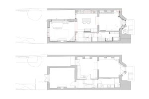 Existing & proposed lower ground floor plans